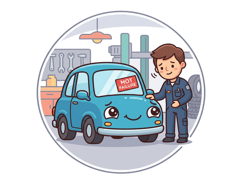 Illustration of mot failure car collection service by Scrap Car SE16 Bermondsey & Rotherhithe